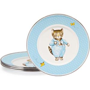 Golden Rabbit Enamelware Child Plates, 8.5 inch, Elephant, Set of 4(Tom Kitten)