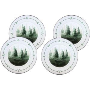 Golden Rabbit Enamelware Dinner Plates, 10.5 inch, Blue Crab, Set of 4(Forest Glen)