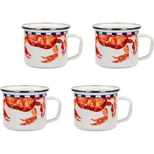 Golden Rabbit Enamelware Grande Coffee or Tea Mugs, 24 ounce, Camouflage, Set of 4(Crab House)