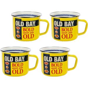 Golden Rabbit Enamelware Grande Coffee or Tea Mugs, 24 ounce, Camouflage, Set of 4(Old Bay)