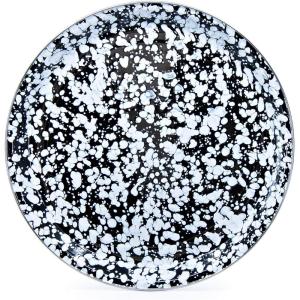 Golden Rabbit Enamelware Medium Tray, 15.5 inch, Solid White Textured(Black Swirl)