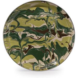 Golden Rabbit Enamelware Medium Tray, 15.5 inch, Solid White Textured(Camouflage)