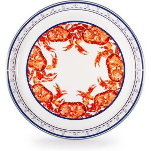 Golden Rabbit Enamelware Medium Tray, 15.5 inch, Solid White Textured(Crab House)