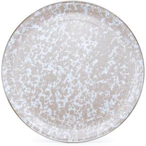 Golden Rabbit Enamelware Medium Tray, 15.5 inch, Solid White Textured(Taupe Swirl)