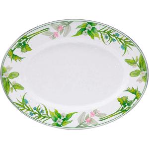Golden Rabbit Enamelware Oval Platter, 12 x 16in, Blue Crab(Herbs)