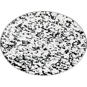 Golden Rabbit Enamelware Oval Platter, 12 x 16in, Solid White Textured(Black Swirl)