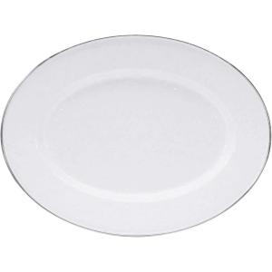 Golden Rabbit Enamelware Oval Platter, 12 x 16in, Solid White Textured(Solid White Textured)