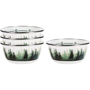 Golden Rabbit Enamelware Salad Bowls, 24 ounce, Blue Crab, Set of 4(Forest Glen)