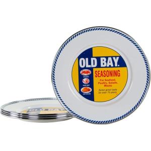 Golden Rabbit Enamelware Sandwich Plates, 8.5 inch, Blue Crab, Set of 4(Old Bay)