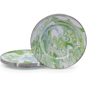 Golden Rabbit Enamelware Sandwich Plates, 8.5 inch, Solid White Textured, Set of 4(Modern Monet)