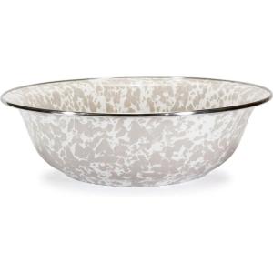 Golden Rabbit Enamelware Serving Basin, 4 quart, Taupe Swirl(Taupe Swirl)