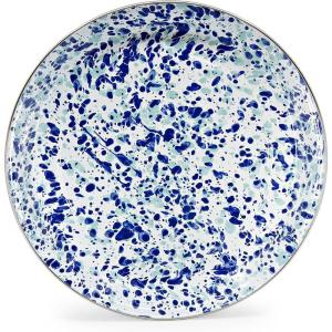 Golden Rabbit Enamelware Small Serving Tray, 12 inch, Solid White Textured(Ocean)