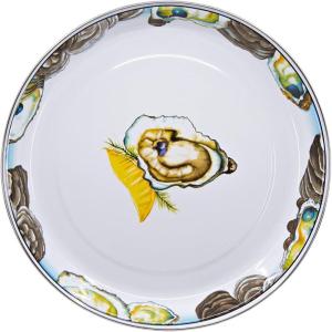Golden Rabbit Enamelware Small Serving Tray, 12 inch, Solid White Textured(Oyster)