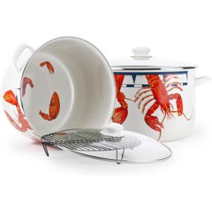 Golden Rabbit Enamelware Soup or Stock Pot, 18 quart, Blue Crab(Lobster)