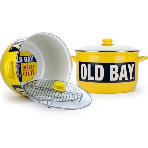 Golden Rabbit Enamelware Soup or Stock Pot, 18 quart, Red Swirl(Old Bay)