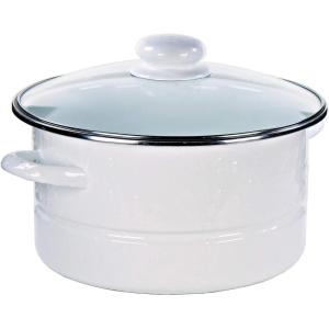 Golden Rabbit Enamelware Soup or Stock Pot, 6 quart, Solid White Textured(Solid White Textured)