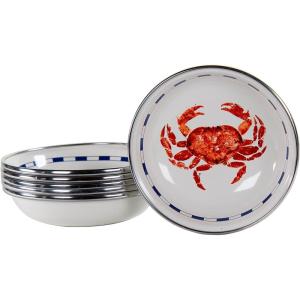 Golden Rabbit Enamelware Tasting Dish Bowls, 4 ounce, Blue Crab, Set of 6(Crab House)