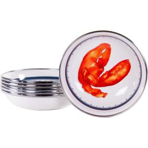 Golden Rabbit Enamelware Tasting Dish Bowls, 4 ounce, Blue Crab, Set of 6(Lobster)