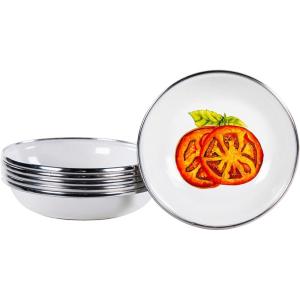 Golden Rabbit Enamelware Tasting Dish Bowls, 4 ounce, Blue Crab, Set of 6(Tomatoes)