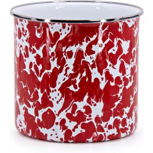 Golden Rabbit Enamelware Utensil Holder, Red Swirl(Red Swirl)