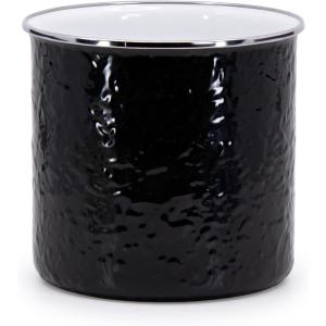 Golden Rabbit Enamelware Utensil Holder, Red Swirl(Solid Black Textured)