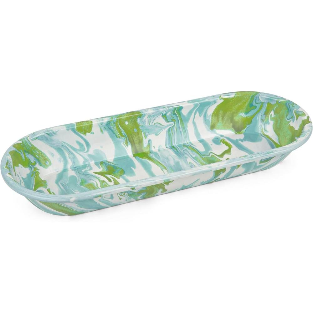 image:imageGolden Rabbit Enamelware Oval Basket 16 x 6 inch Cobalt SwirlModern Monet
