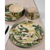 Golden Rabbit Enamelware Nesting Storage Bowls with Lids, Set of 3, Taupe Swirl(Camouflage)