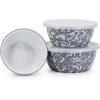 Golden Rabbit Enamelware Nesting Storage Bowls with Lids, Set of 3, Taupe Swirl(Grey Swirl)