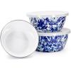 Golden Rabbit Enamelware Nesting Storage Bowls with Lids, Set of 3, Taupe Swirl(Ocean)