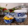 Golden Rabbit Enamelware Nesting Storage Bowls with Lids, Set of 3, Taupe Swirl(Ocean)