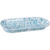 Golden Rabbit Enamelware Oval Basket, 16 x 6 inch, Cobalt Swirl(Sea Glass)