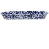 Golden Rabbit Enamelware Oval Basket, 16 x 6 inch, Solid White Textured(Cobalt Swirl)