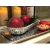 Golden Rabbit Enamelware Oval Basket, 16 x 6 inch, Solid White Textured(Grey Swirl)