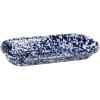 Golden Rabbit Enamelware Oval Basket, 16 x 6 inch, Solid White Textured(Cobalt Swirl)
