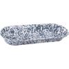 Golden Rabbit Enamelware Oval Basket, 16 x 6 inch, Solid White Textured(Grey Swirl)