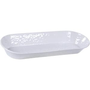 Golden Rabbit Enamelware Oval Basket, 16 x 6 inch, Solid White Textured(Solid White Textured)
