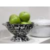 Golden Rabbit Enamelware Medium Colander, 3 quart, Taupe Swirl(Black Swirl)