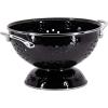 Golden Rabbit Enamelware Medium Colander, 3 quart, Taupe Swirl(Solid Black Textured)