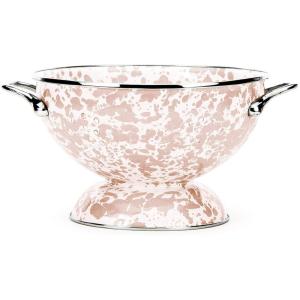 Golden Rabbit Enamelware Medium Colander, 3 quart, Taupe Swirl(Taupe Swirl)