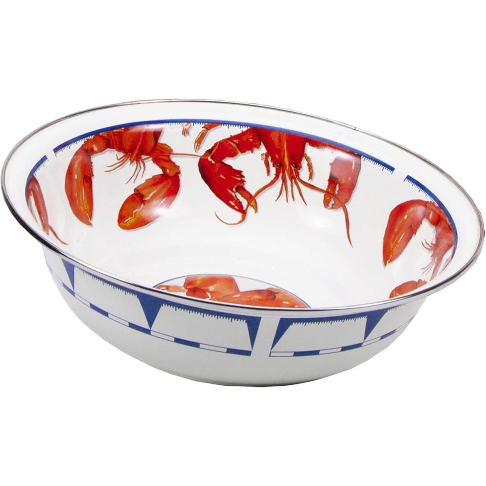 image:imageGolden Rabbit Enamelware Serving Basin 4 quart Blue CrabLobster