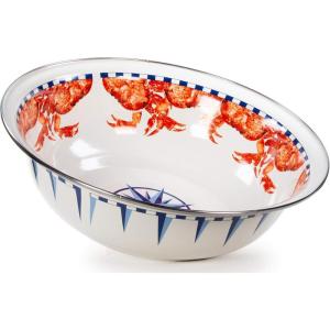 Golden Rabbit Enamelware Serving Basin, 4 quart, Blue Crab(Crab House)
