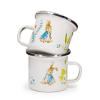 Golden Rabbit Enamelware Child Dinnerware Set: Plate, Mug and Bowl with Lid, Polka Dot Peter(Spring Leaves)