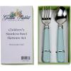 Golden Rabbit Enamelware Flatware Gift Set, Fork and Spoon, Peter Rabbit(Robin’s Egg)