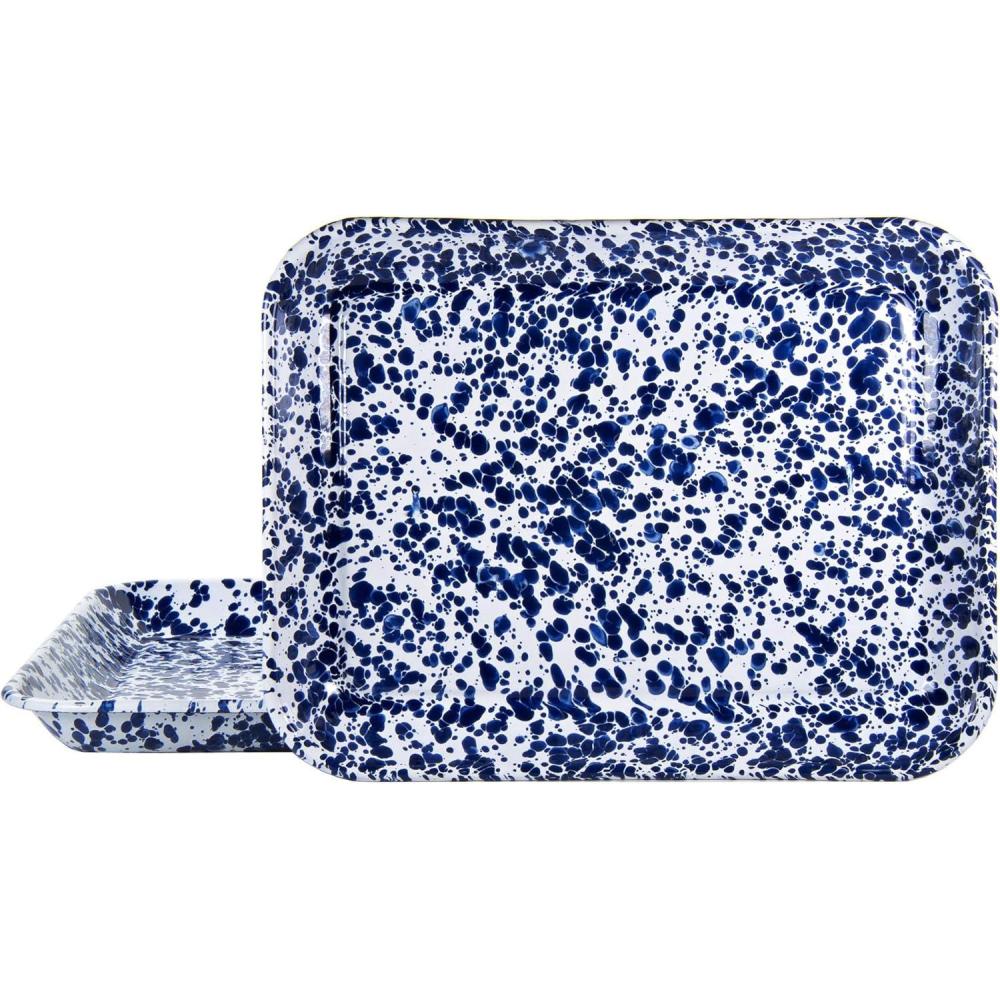 image:imageGolden Rabbit Enamelware Quarter Sheet Trays 12 x 10in Cobalt Swirl Set of 2Cobalt Swirl
