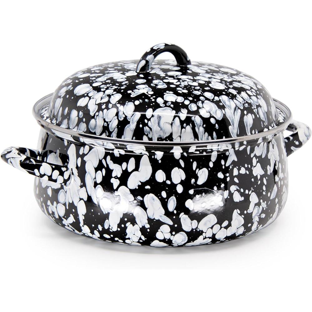 image:imageGolden Rabbit Enamelware Dutch Oven 4 quart Grey SwirlBlack Swirl