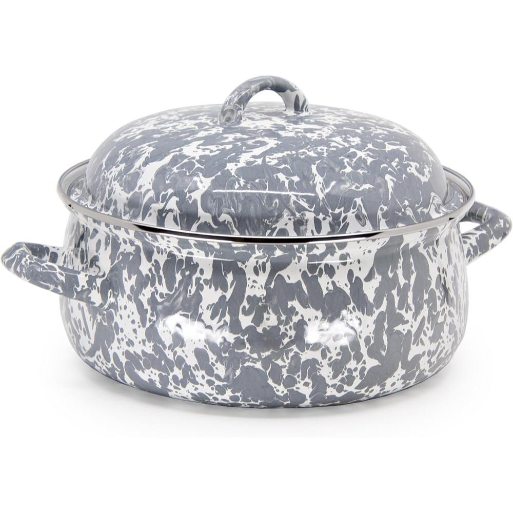 image:imageGolden Rabbit Enamelware Dutch Oven 4 quart Grey SwirlGrey Swirl