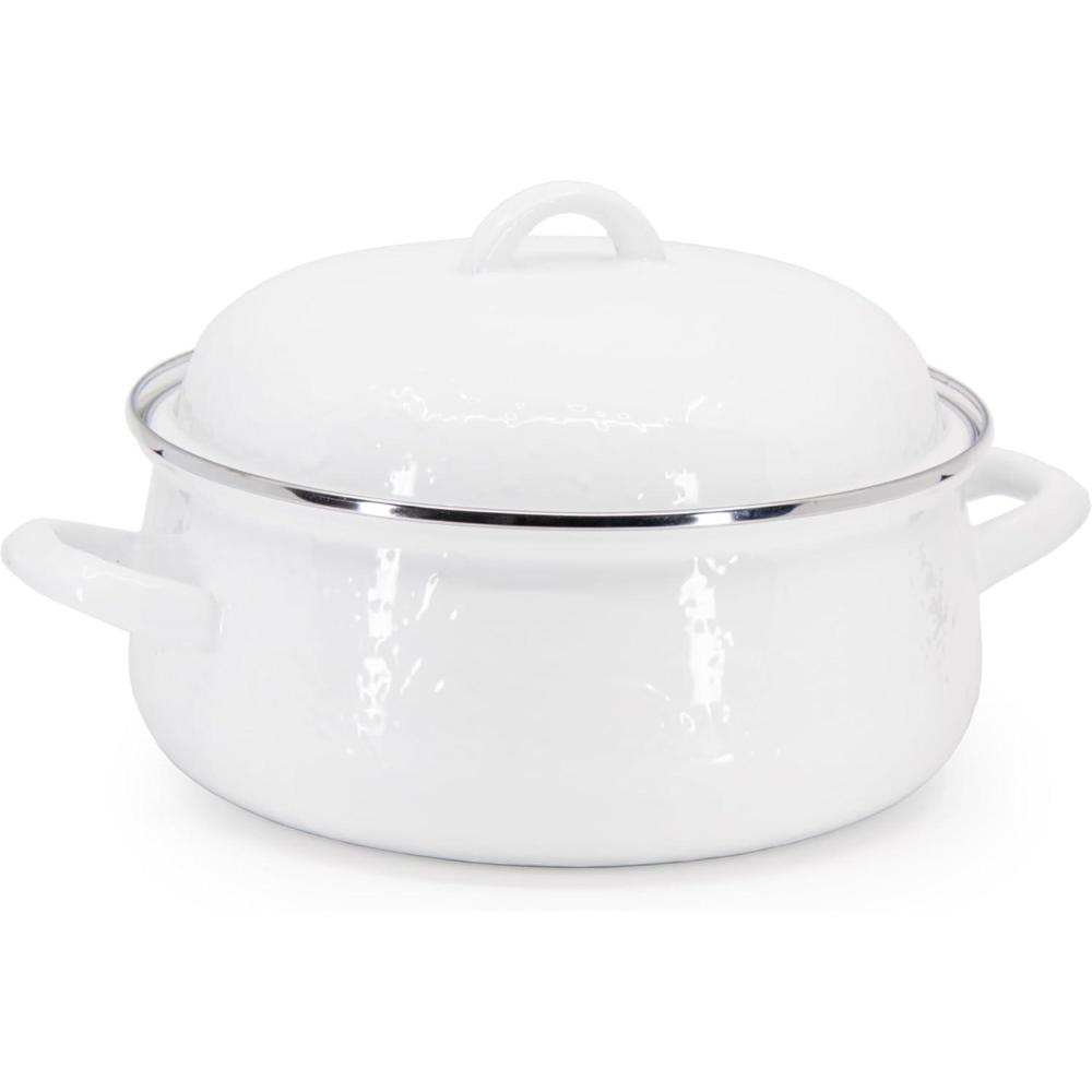 image:imageGolden Rabbit Enamelware Dutch Oven 4 quart Grey SwirlSolid White Textured