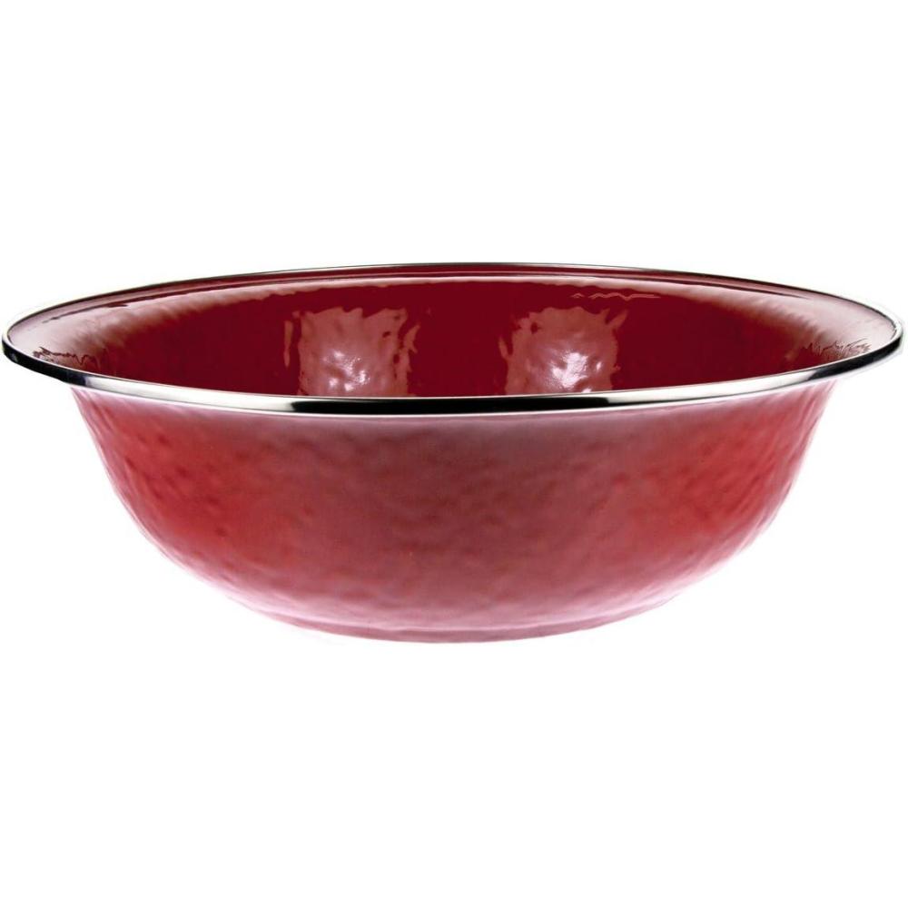 image:imageGolden Rabbit Enamelware Serving Basin 4 quart OceanSolid Red Textured