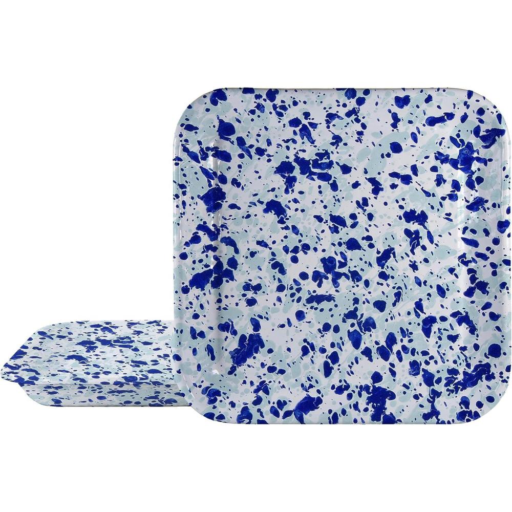 image:imageGolden Rabbit Enamelware Square Plates 105 inch Ocean Set of 2Ocean