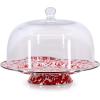 Golden Rabbit Enamelware Cake Plate, 12.5 inch, Red Swirl(Red Swirl)